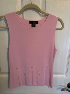 Pink Sleeveless Embellished Knit Dress